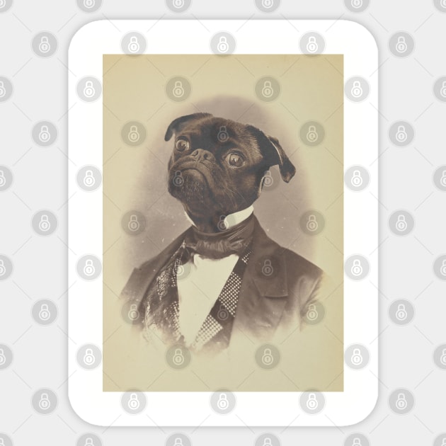 Gentleman Pug Sticker by luigitarini